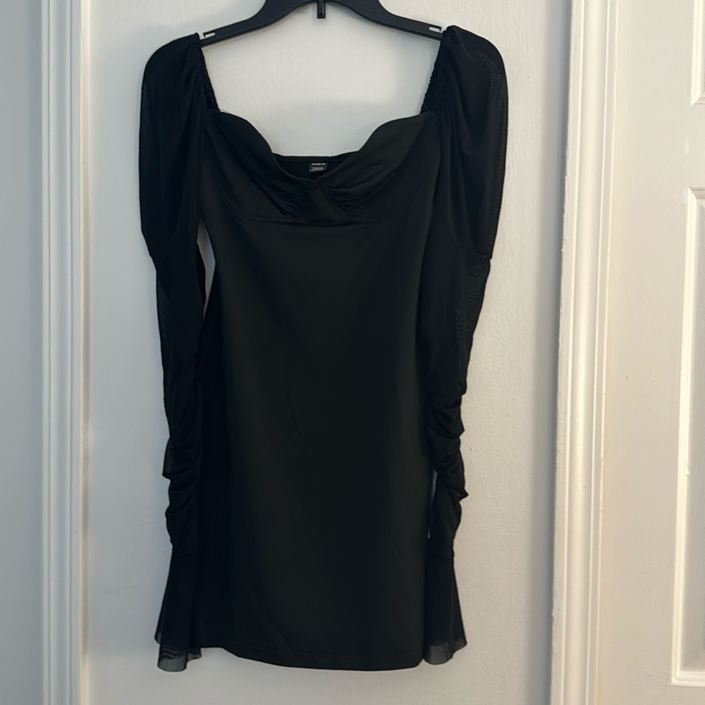 Mesh Sleeved Mini Dress
